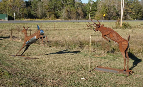 Metal Sculptures by John Mark at Baker's Fabrication & Welding, Inc., Glenwood, AR